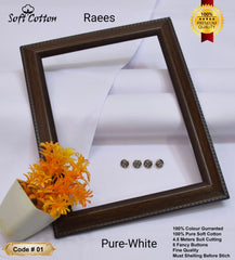 Premium Fine Quality Soft Cotton Fabric-PURE WHITE
