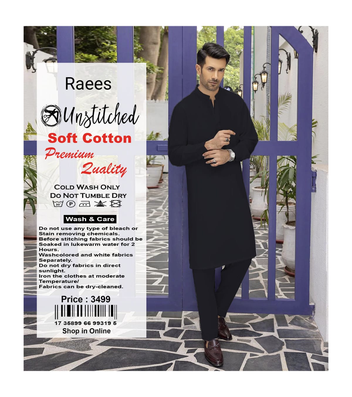 Premium Fine Quality Soft Cotton Fabric-Jet Black