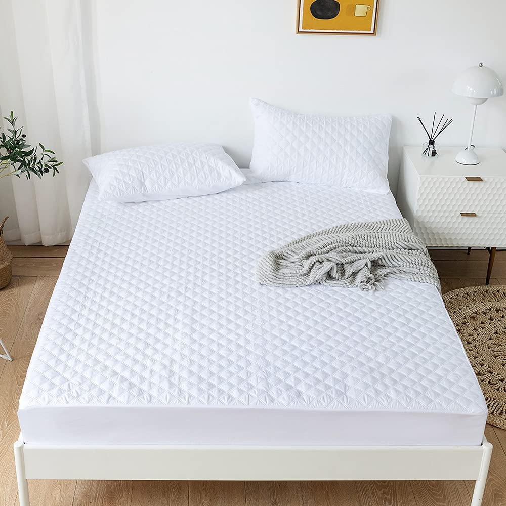 Quilted Cotton Water Proof Mattress Protector - White