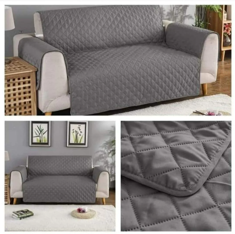 Cotton Quilted Sofa Runner - Sofa Coat (Grey)