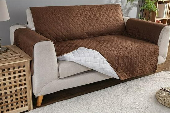 Cotton Quilted Sofa Runner - Sofa Coat (Brown)