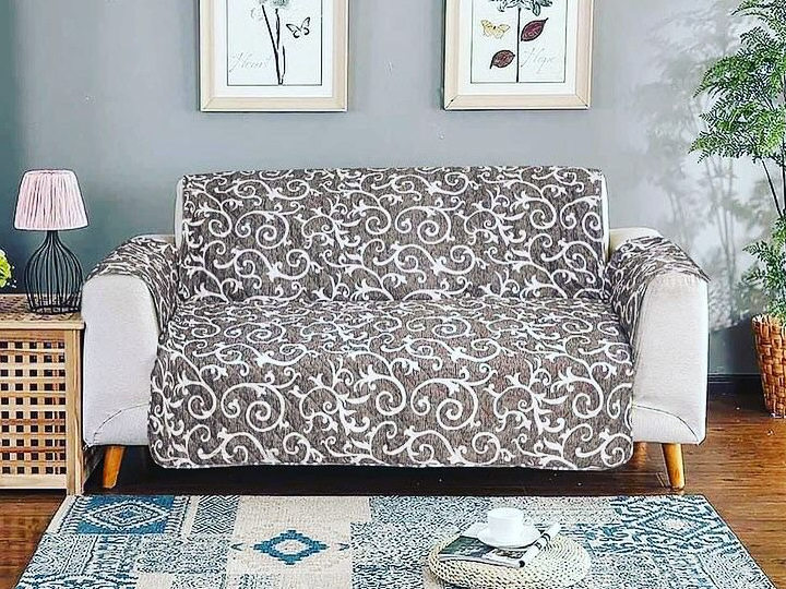 Printed Quilted Sofa Runners - Sofa Coats - Light Black