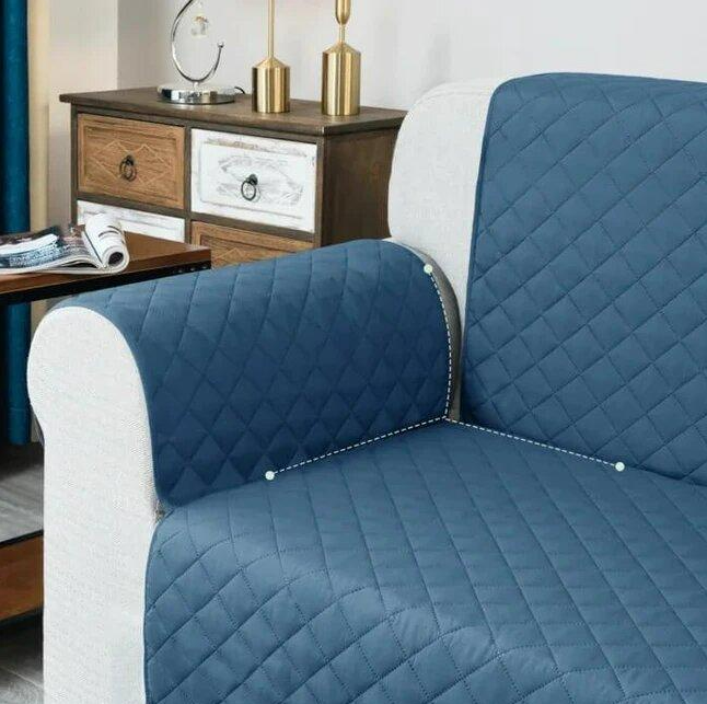 Water proof Cotton Quilted Sofa cover - Blue