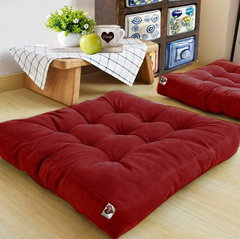 Velvet Square Floor Cushion with Filling - 2 pcs - Maroon