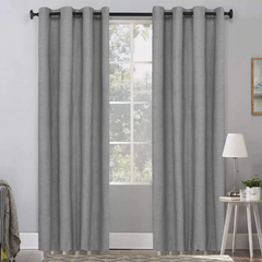 Plain Jacquard Curtains - Pair - Grey