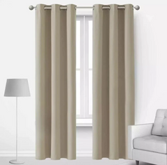 Plain Jacquard Curtains - Pair - Cream