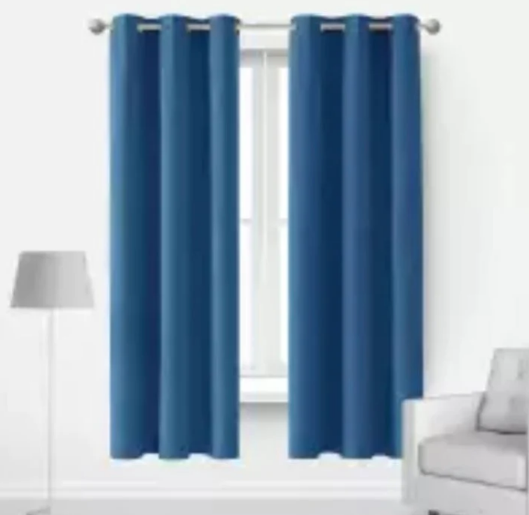 Plain Jacquard Curtains - Pair - Light Blue