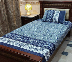 Crystal Cotton Single Bed Sheet- Blue Waters