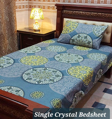 Crystal Cotton Single Bed Sheet- Snow