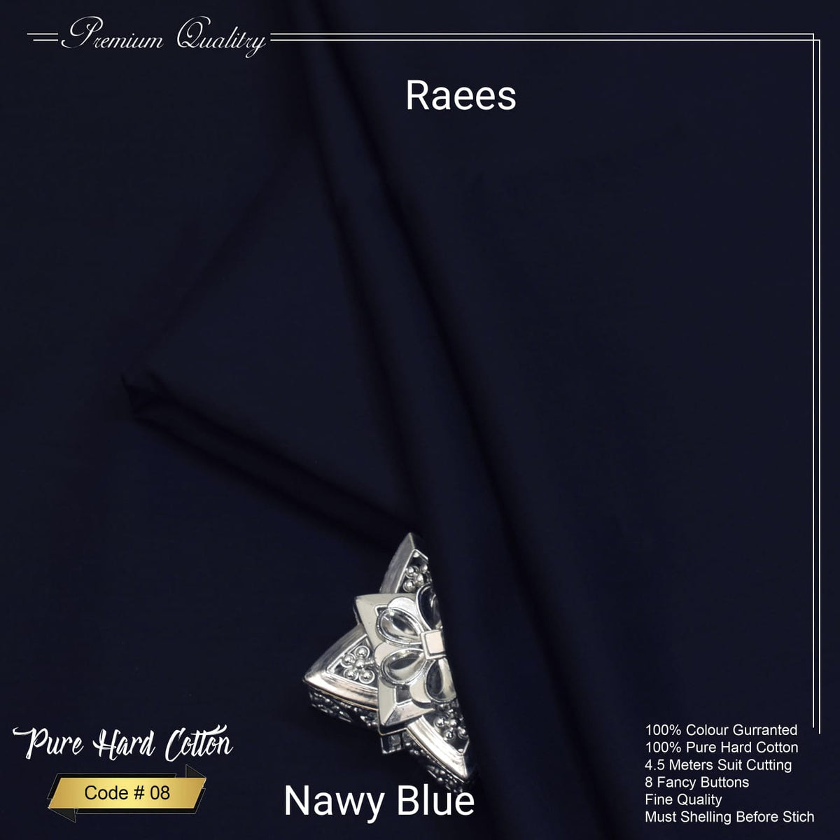 Premium Fine Quality Hard Cotton Fabric-Newy Blue