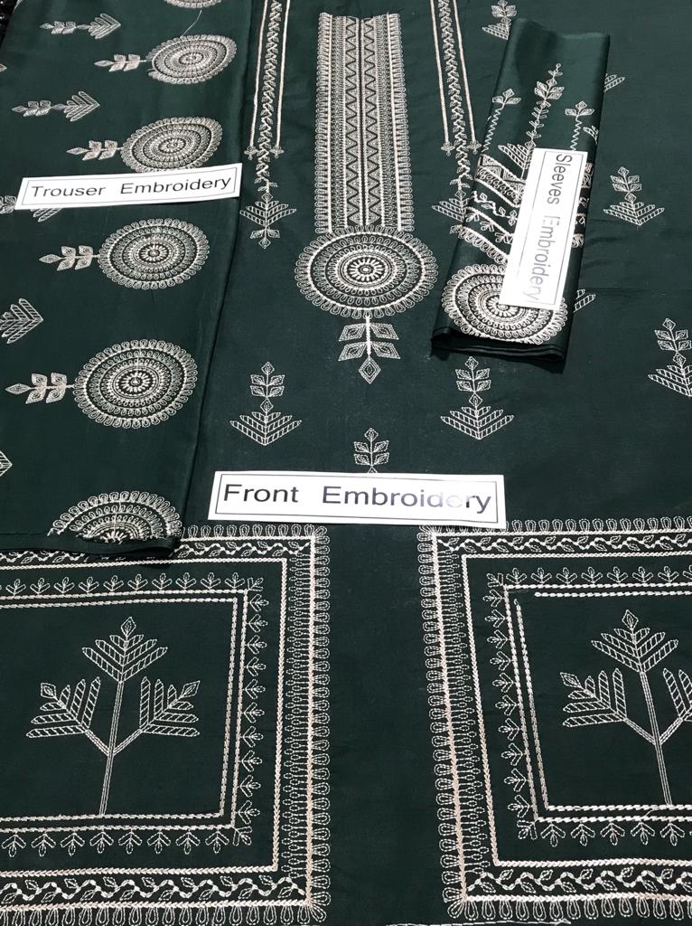 2 Pcs Suit - Lawn fabric with Embraided Trouser