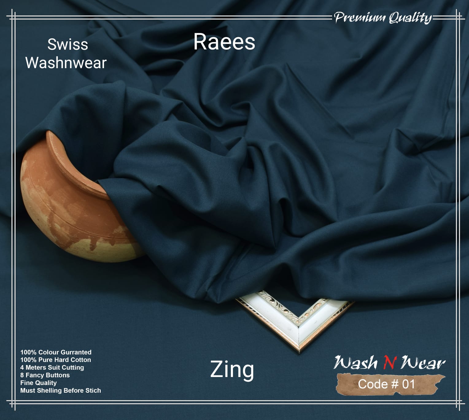 Men's Unstitched Premium Swiss Wash & Wear - Zink