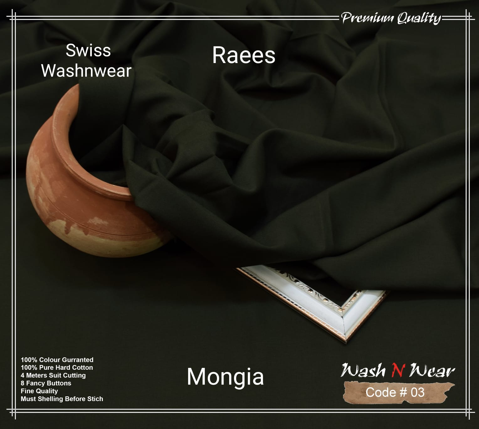 Men's Unstitched Premium Swiss Wash & Wear - Mongia