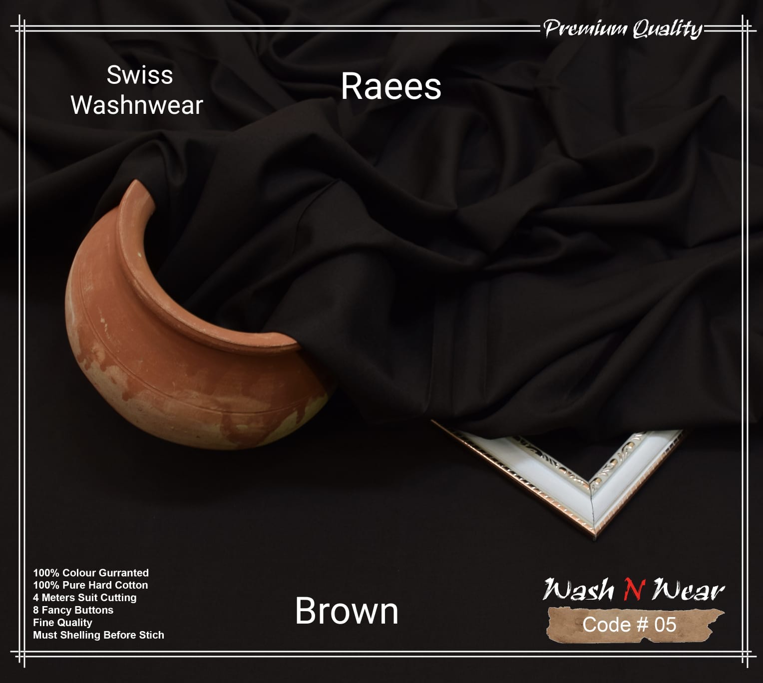 Men's Unstitched Premium Swiss Wash & Wear - Brown